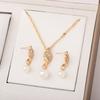Jewelry Set For Women  3pcs Jewelry Set Pearl Necklace Earrings Set Elegant Zircon Flower Jewelry For Everyday Wear