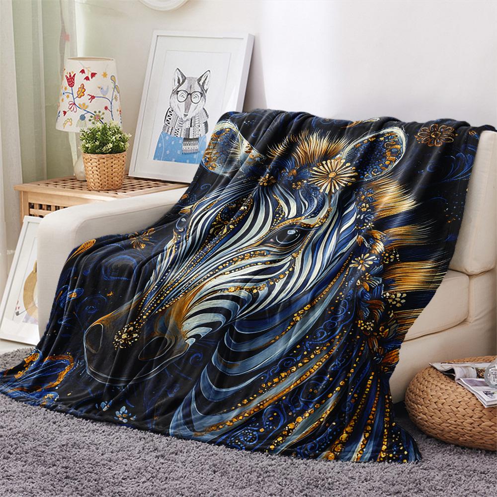 Zebra Print Flannel Blanket, High quality Comfortable for All Seasons, Home Decor, Warmth and Comfort, Perfect for Christmas Gifts