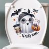 Halloween Ghosty Pumpkin Toilet Cover Stickers Waterproof Pumpkin Ghosty Toilet Lid Decals Halloween Bathroom Decors