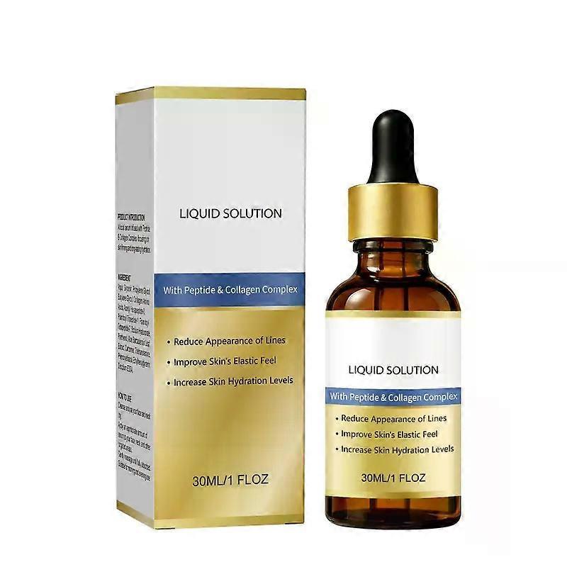 Peptid & Kollagen Flüssige Lösung, Anti-Aging Gesichtsserum mit Peptid- & Kollagenkomplex, Reduziert Falten, Verbessert Elastizität & Feuchtigkeit, 30ml
