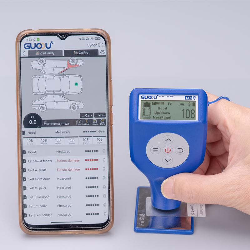 GUOOU GC8102 Automotive Tester Paint Coating Thickness Gauge Meter for Car Damage Tester 0-3000microns синий
