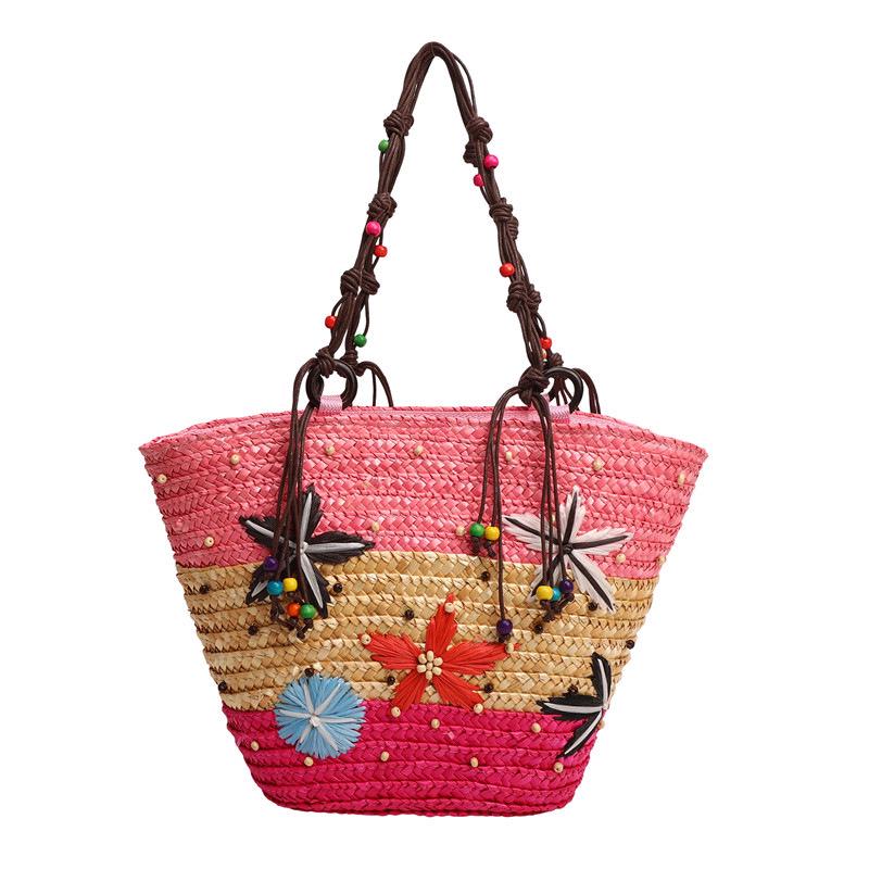 Women's Large Capacity Summer Woven Straw Beach Bag with Starfish Decoration