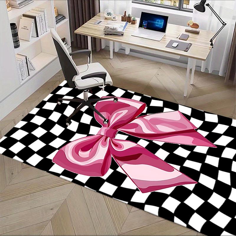 Pink Bow Theme Chair Mat Office Carpet Oversized Rug for Home Decor, Sofa Carpet, Desk Chair Mat, Gift Idea for Office and Living Room