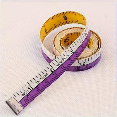 1pc Soft Measuring Tape, 60-Inch Flexible Canvas Sewing Ruler, Dual System Soft Scale, Body Measurement Tool, Purple and Yellow