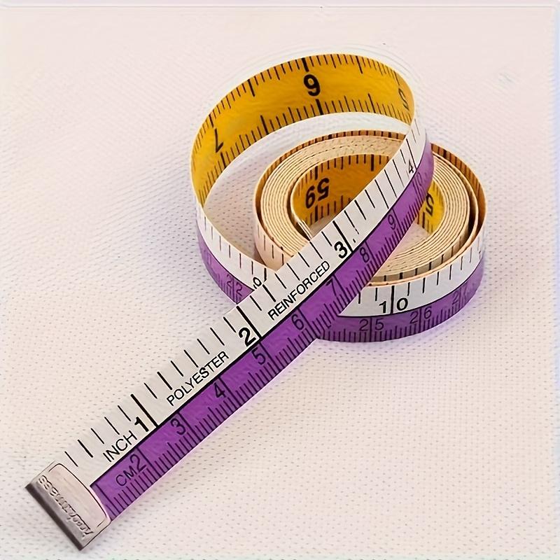 

1pc Soft Measuring Tape, 60-Inch Flexible Canvas Sewing Ruler, Dual System Soft Scale, Body Measurement Tool, Purple and Yellow фиолетовый
