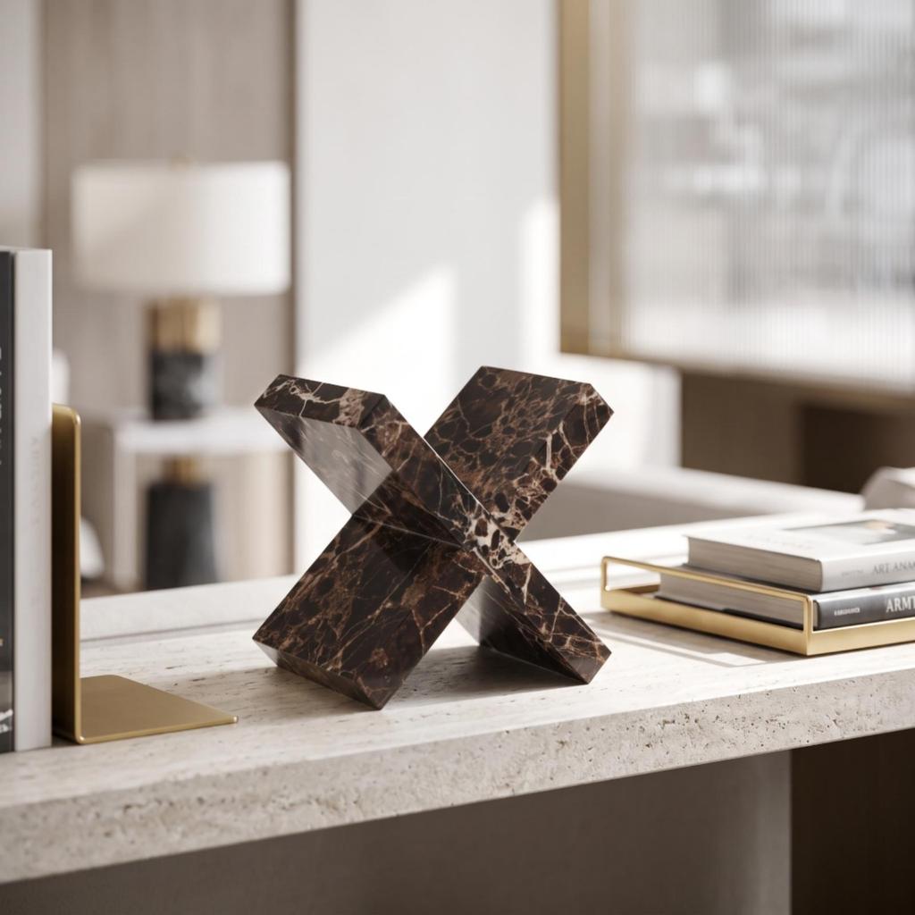 Geometric Sculpture Elegant Marble Small for Study, Interior Designers