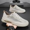 Men's shoes 2025 summer new mesh breathable hollow leather board shoes student youth casual shoes sports trendy shoes