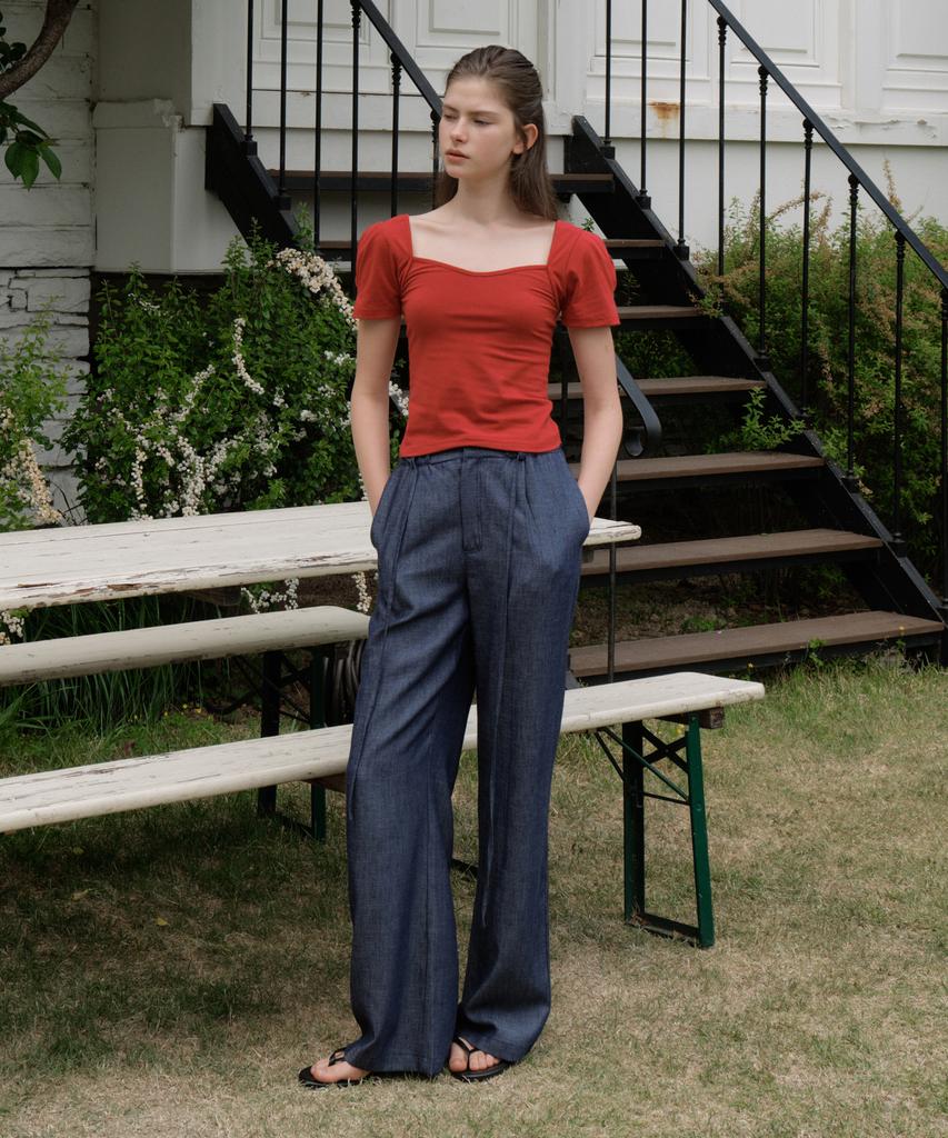 REORG Gir Wide Denim Like Pants Blue