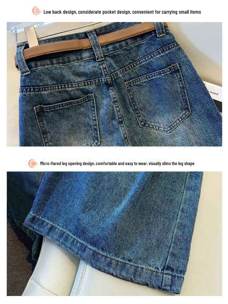 High-Waisted Wide-Leg Drape Jeans for Tall Women - Summer Slimming, Breathable, Non-Sticky Fabric