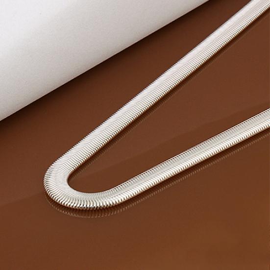 Women's Men's Fashion Solid Silver Plated 6mm Snake Chain Necklace No Pendant