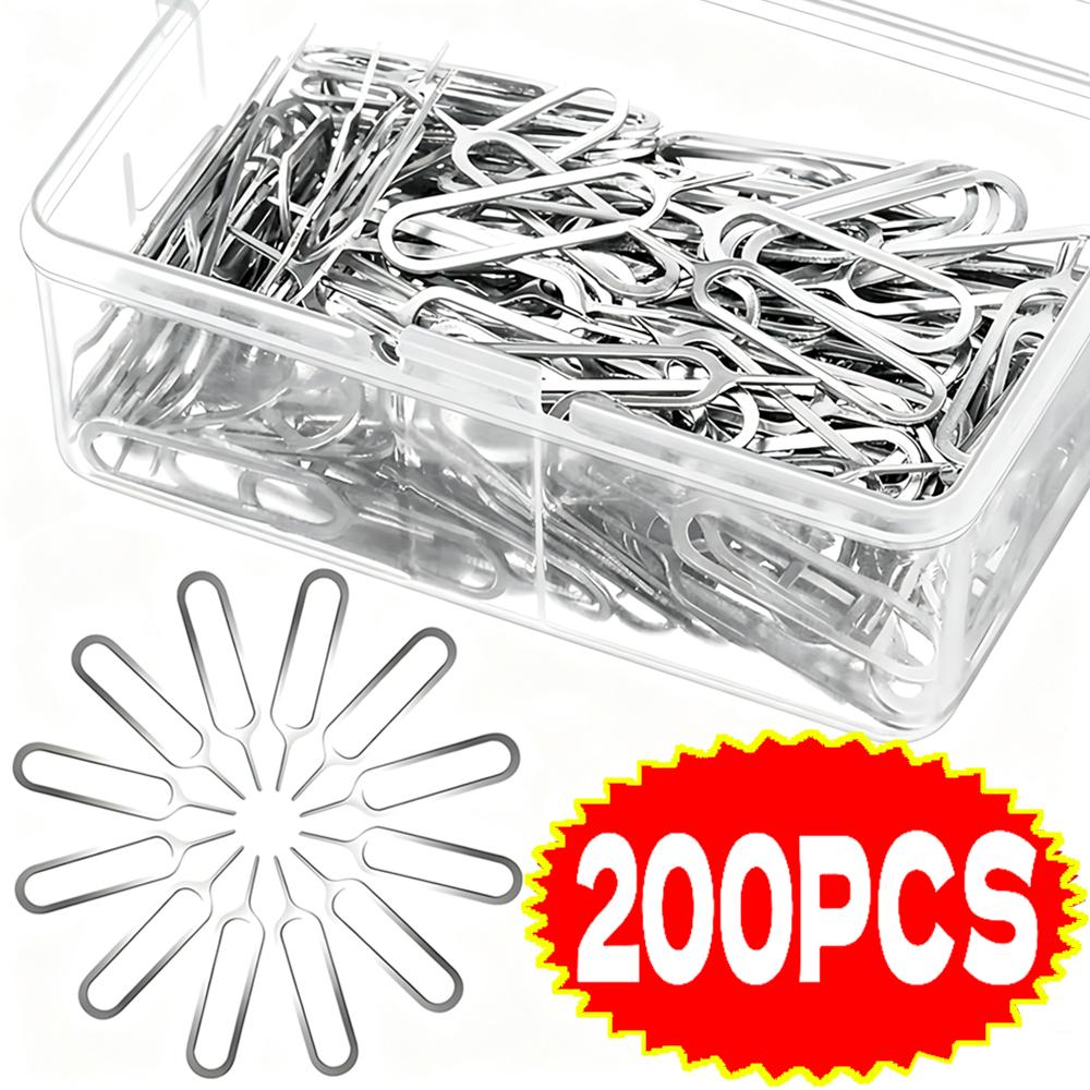 1-200 Stück SIM-Karten-Entfernungswerkzeug Edelstahl Auswerferstift Schlüssel für iPhone Samsung Huawei Android-Handy Fachöffnung Anti-Verlust