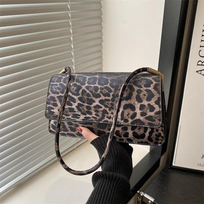 Niche Texture Bag, Leopard Print Small Square Bag, Versatile Women'S Shoulder Messenger Bag, Clutch Bag, Mobile Phone Bag.