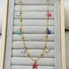 1PC  Colored Starfish Pendant Necklace, Stainless Steel Gold-plated Treatment, Anti-fading Necklace, Starfish Color Arrangement Is Rand