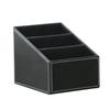 Black/Brown Leather Remote Control Organizer 3 Cells Sorting Lattice Cosmetic Pens Rack  Home