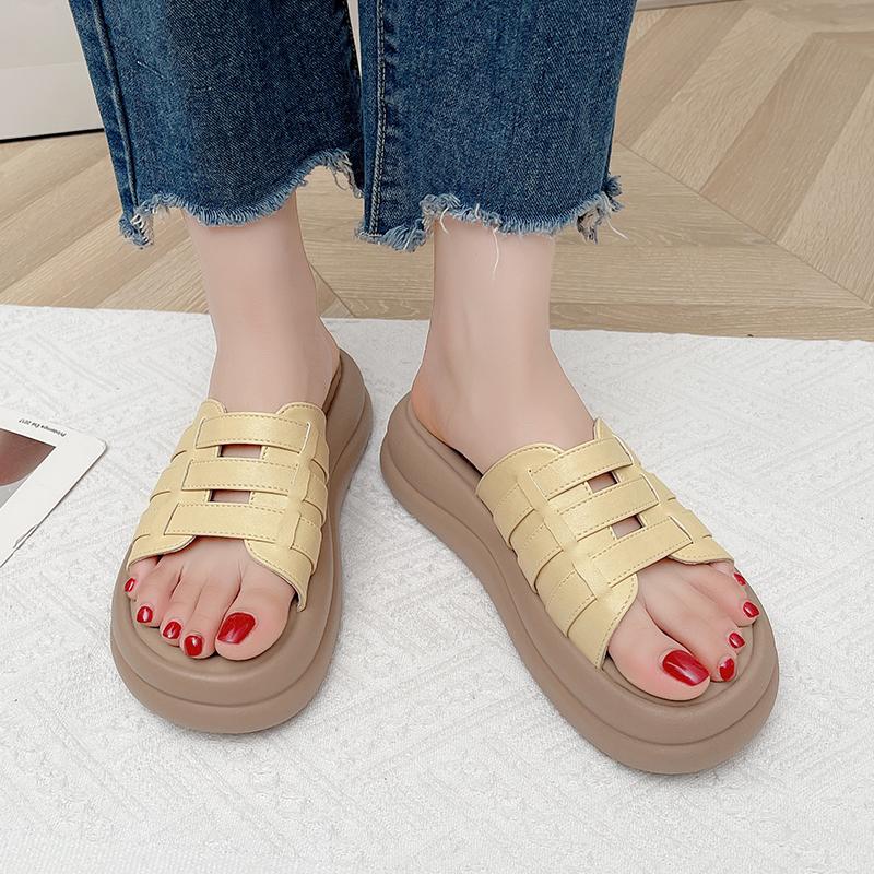 

Fashion Ladies Shoes 2025 Fashion Open Toe Women s Slippers Summer New Outdoor Casual Plus Size Best Seller Comfortable Flat Slippers 43 светло-желтого