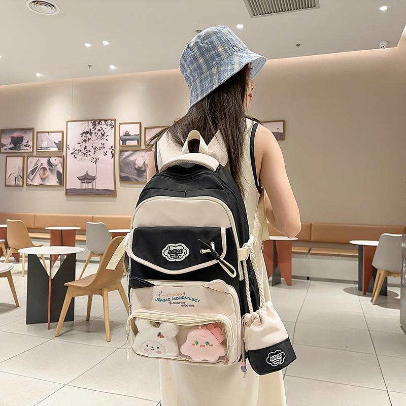 Schoolbag Wholesale Cute Cat Junior High School Large Capacity Schoolbag Female High Value Student Backpack College Style Girl Pain Bag