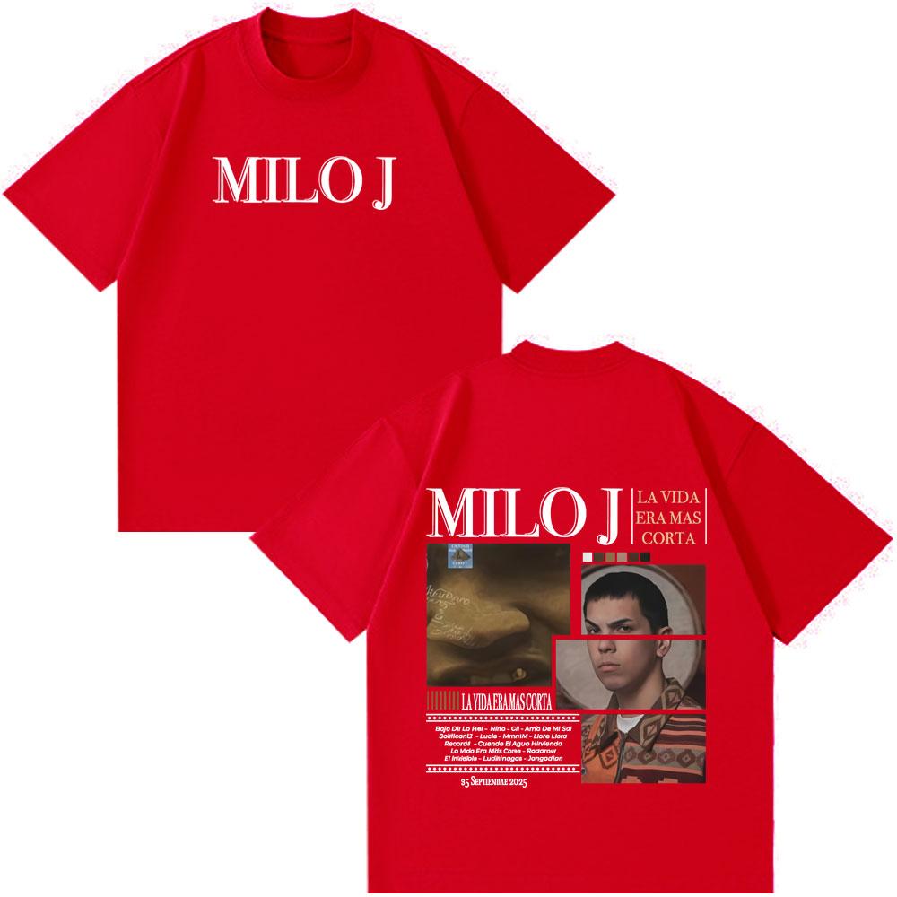 

Rapper Milo J La Vida Era Mas Corta Tshirts Men Women Fashion Hip Hop Oversized T Shirt Cotton Short Sleeve Tee Shirt Streetwear S