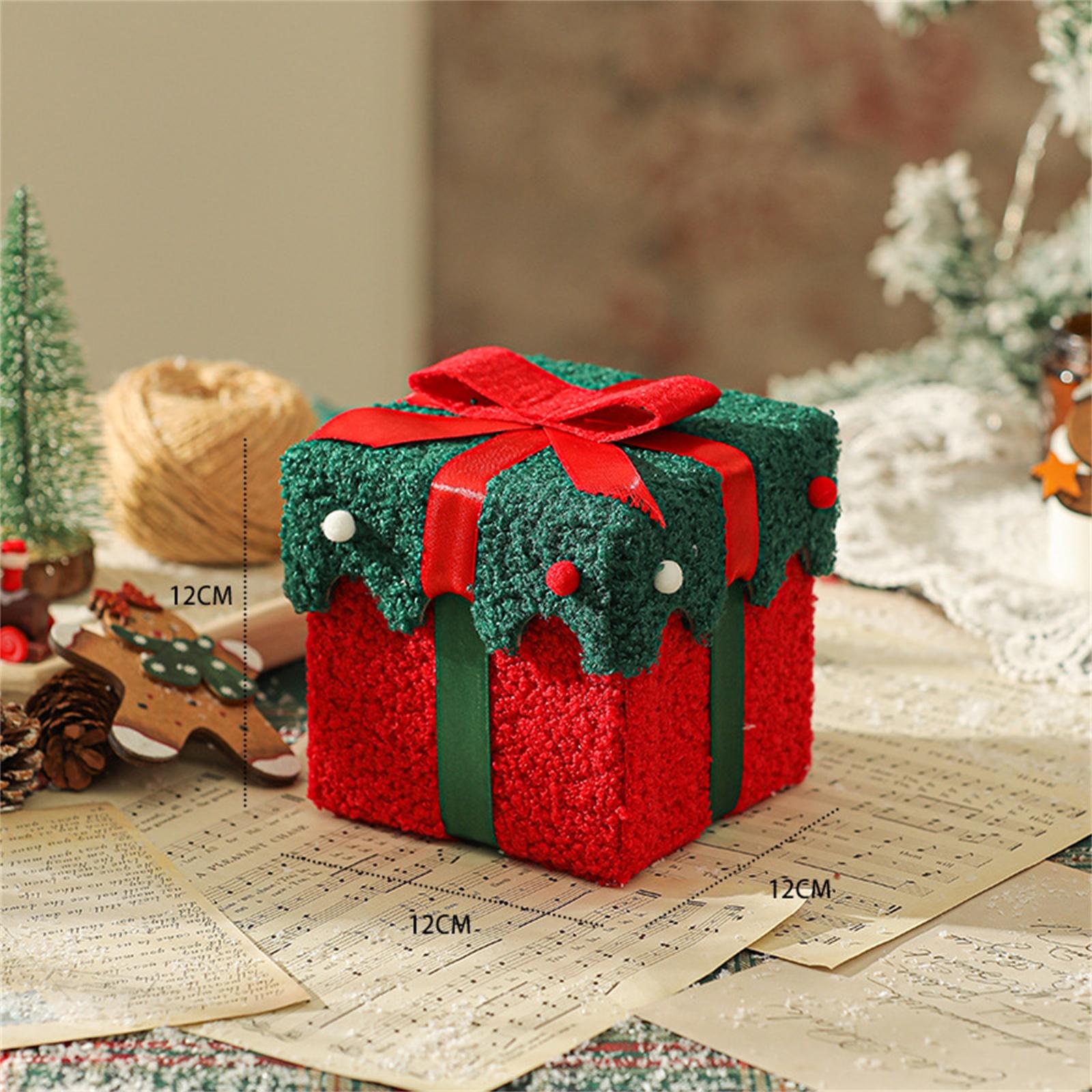 

Christmas Decoration Gift Box Thick Velvet Gift Box With Bow, Suitable For Christmas Indoor And Outdoor Home Garden Party Decoration One Size