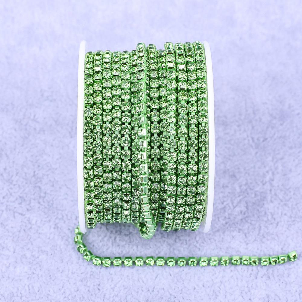 Glass Crystal Rhinestones Chain Sew on Trimming Colorful Rhinestone Chains for Dress Decoration