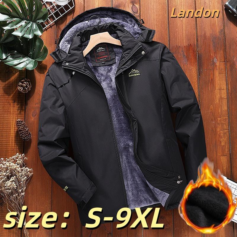 

Мужская зимняя одежда, Outdoor Plus Fertilizer, Альпинистский костюм больших размеров, теплая толстая бархатная куртка, хлопковая куртка больших размеров 9XL чёрный