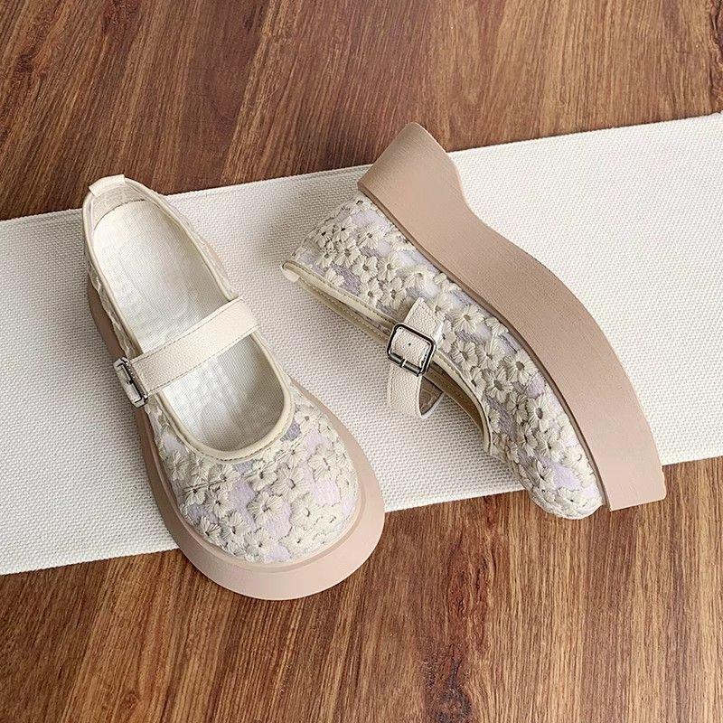 

2024 summer new Mary Jane muffin platform fisherman shoes mesh lace bag head sandals women mesh single shoes women 35
