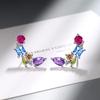 New Fashion Shiny Colorful Cubic Zircon Moon Earrings Good Quality Stud Earrings for Women Girls  Sterling Silver