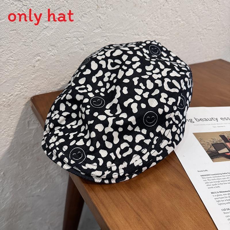 Fashion Leopard Print Smiling Face Pattern Women Casual Beret Autumn For