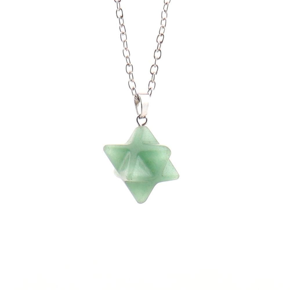 

Natural Stone Crystal Agate, Large 24Mm Kabar Star Amethyst Pendant, Geometric Hexagram Necklace N757.