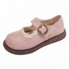 JK Round Head Lace Mary Jane Small Leather Shoes Women's 2025 Spring and Summer New with Skirt Flat Bottom Shallow Mouth