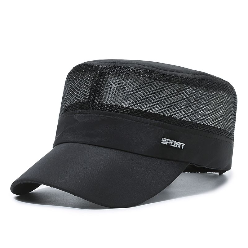 Men's Hat, Summer Breathable Mesh Hat, Outdoor Sports Flat Top Hat, Middle-aged and Elderly Quick Drying Duckbill Hat, Windproof and Sunshade Hat