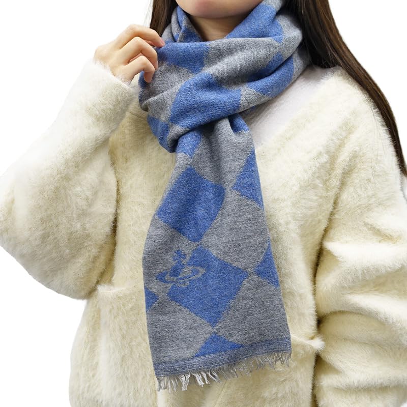

Vivienne Westwood Scarf (81030011 10069 K208, Light Blue/Gray) with Ribbon Wrapping and Case [Parallel Import]