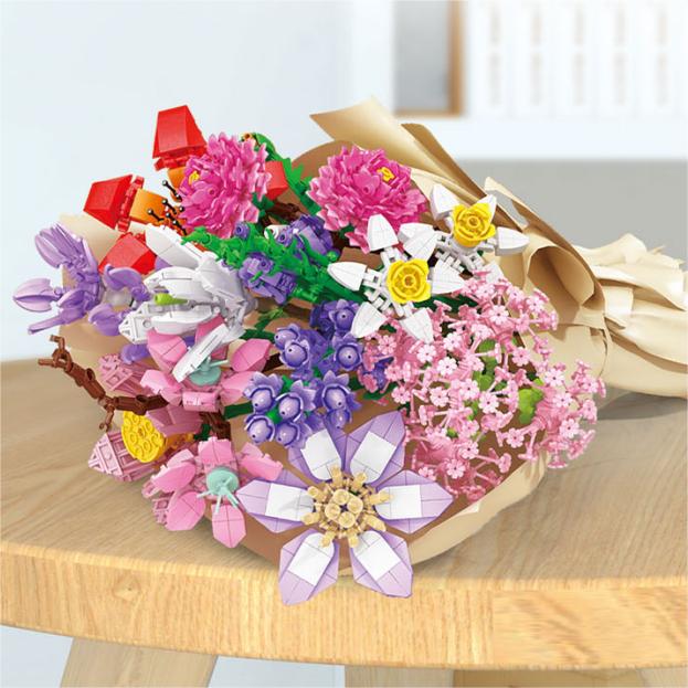 Flowers Building Blocks 48 Styles Desktop Ornaments False Flower Decorations Toy
