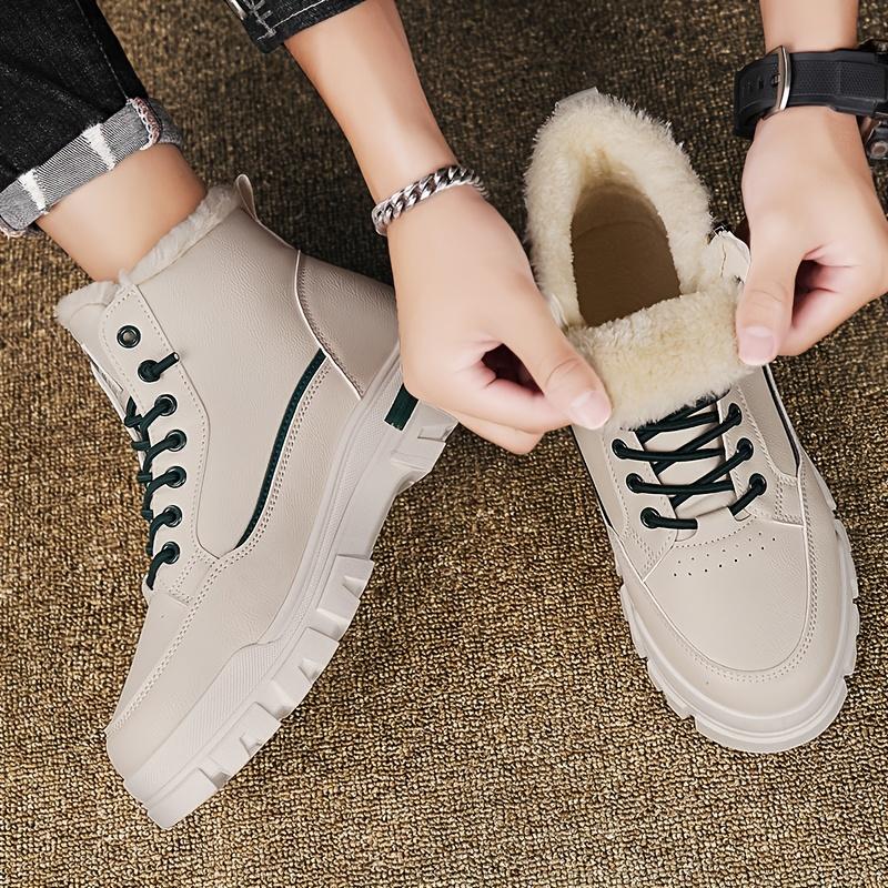 Bottes de Neige pour Homme Style Vintage - Bottes d'Hiver Mi-Mollet Décontractées avec Fermeture à Lacets, Bout Rond et Semelle en PVC Durable, Bottes d'Hiver