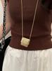 Vintage High-End Luxury Women's Accessory Woven Mini Bag Necklace Butterfly Shape Link Gold Plated Alloy for Sweater Accessory