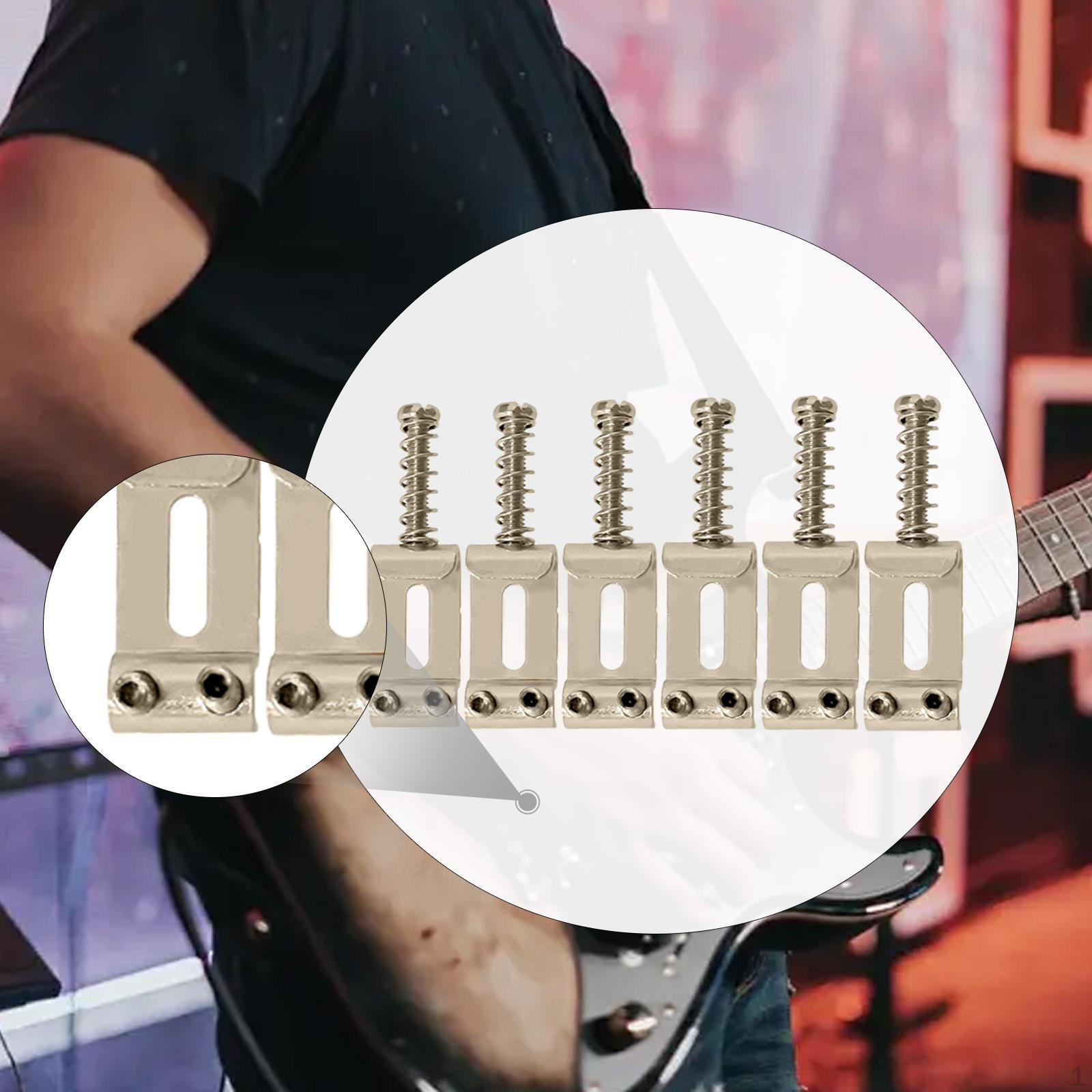 

6 Pieces Guitar Saddles Directly Replace 35mm Hardware Electric Bridge Sturdy Metal срібний