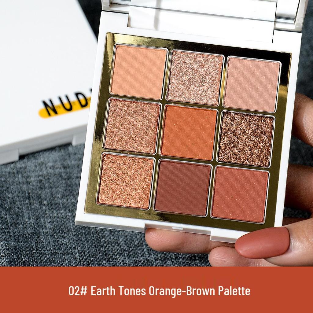 NUED Play with Color: Nine-Color Waterproof Eyeshadow Palette – Matte, Glitter, Pearlescent – Popular Niche Colors for Women.