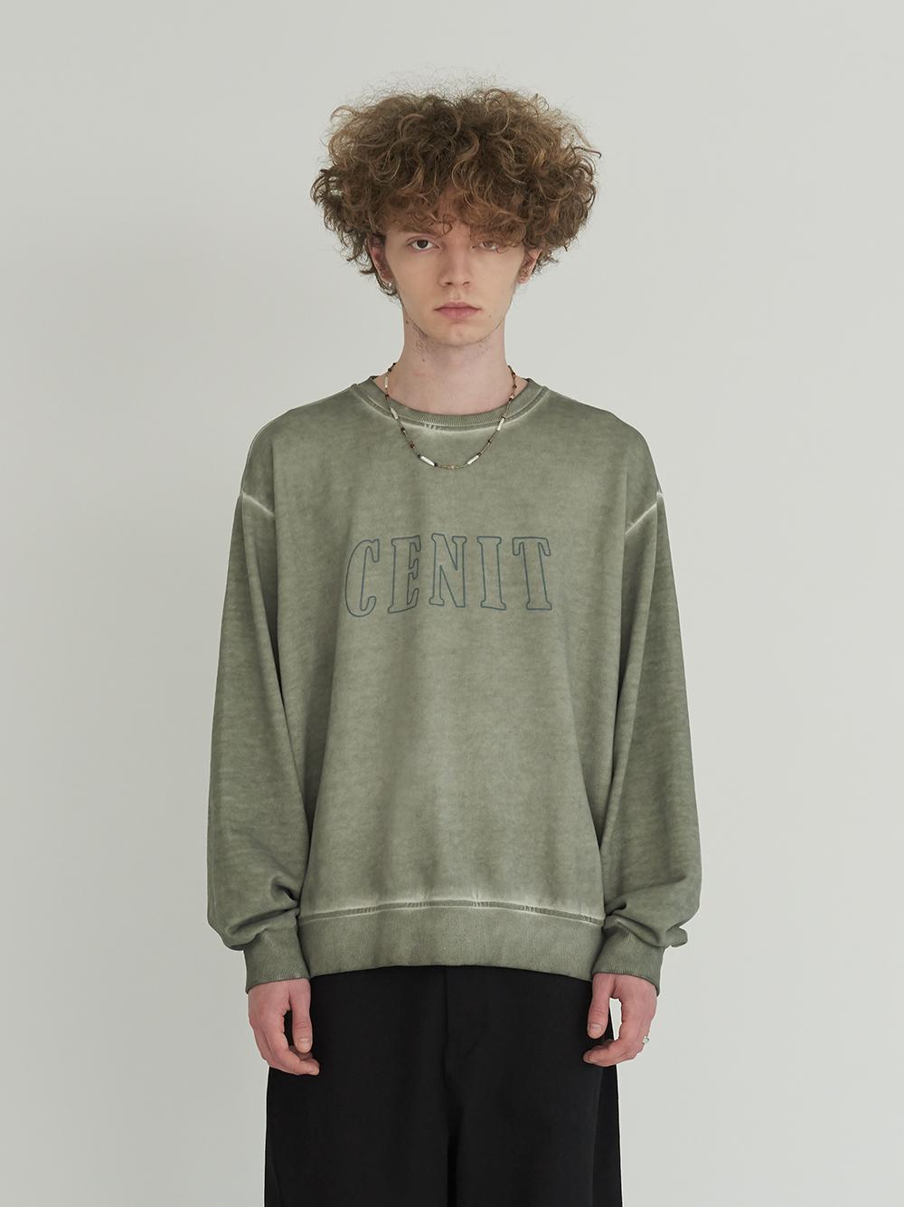 Senit Oblique Logo Dyed Sweatshirt Ash Mint Blue L