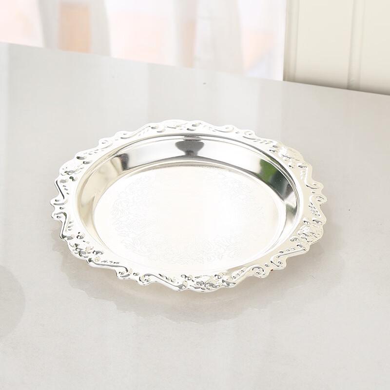 ZISIZ European Style Embossed Wrought Iron Serving Tray