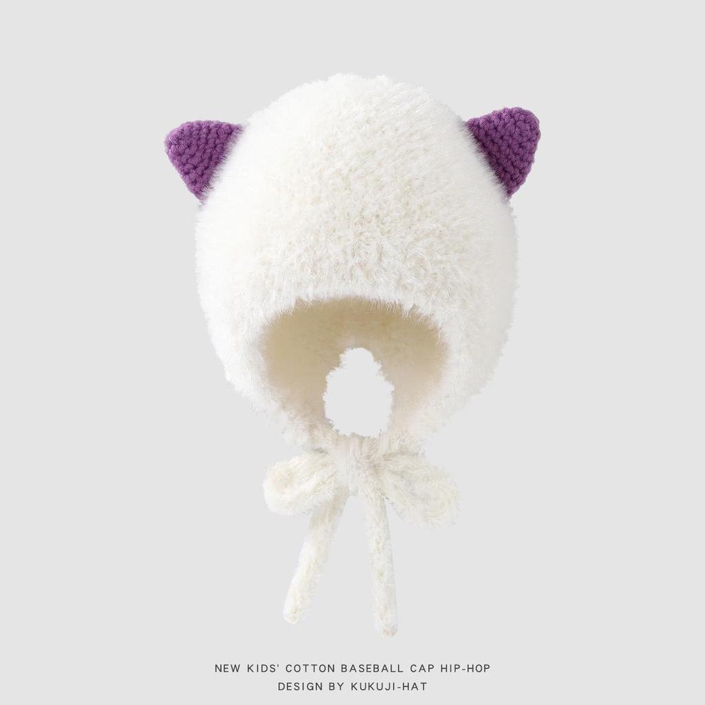 Unisex Baby Plush Ear Protection Hat - Warm, Windproof Autumn/Winter Pullover