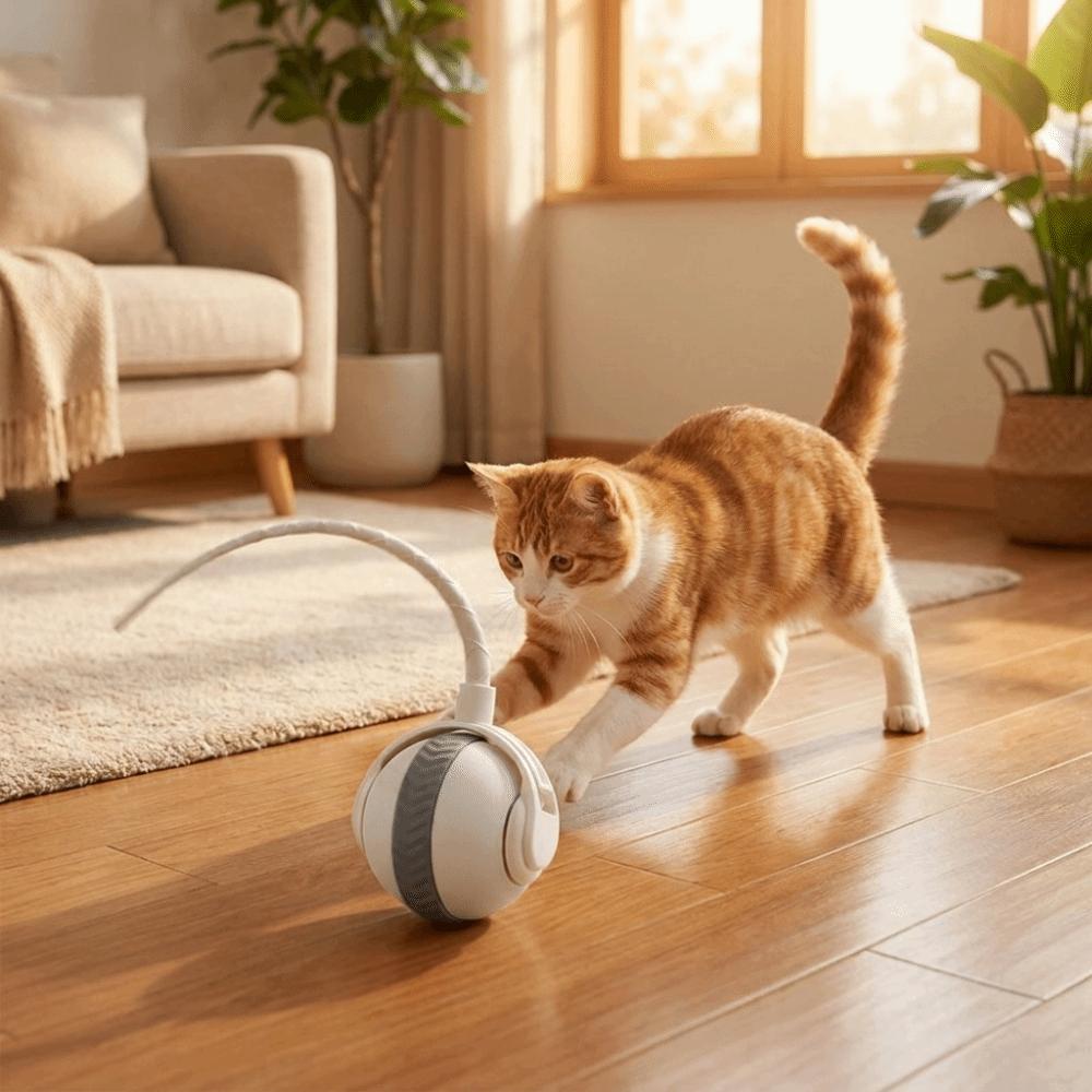 USB Rechargeable Pet Automatic Rolling Ball Adjustable Interactive Cat Toys Play Mode