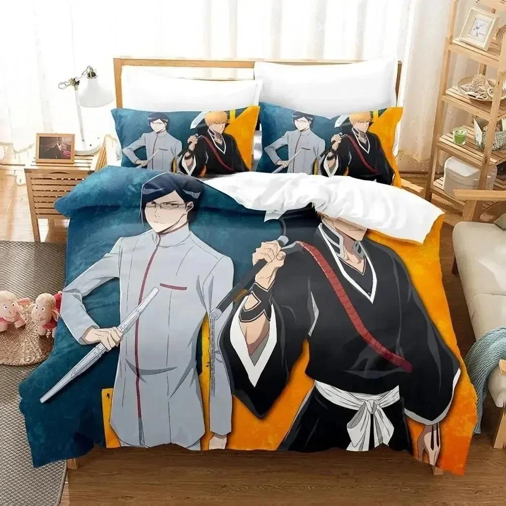 Anime Bleach Duvet Cover Set Single Twin Full Queen King Size Comforter Decorative Bedding Set with Zipper for Girls Boys Kids
