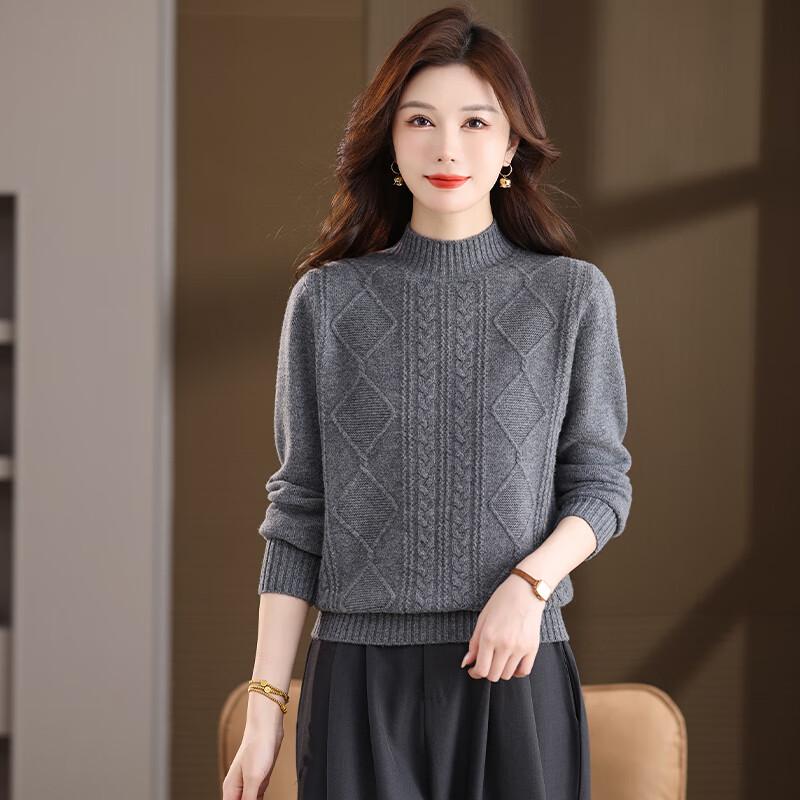 YILITON Women's 100% Pure Wool Half-High Collar Knit Sweater