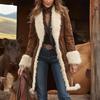 Women's Trenches - Fall Winter Western Retro Denim Style Fleece Warm Trench Coat Fashion Warm Overcoat