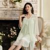 French Vintage Mesh Robe & Padded Strappy Camisole Set – Elegant Women's Nightwear