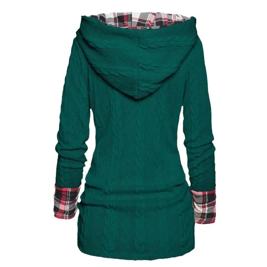 Dámský pletený svetr s kapucí - Pulovr s dlouhým rukávem, ležérní mikina 2023