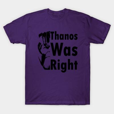 Asian Size Men Print T-shirt Thanos Was... No-Cut Heat Transfer Print Cotton Tshirt
