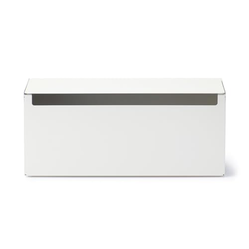 MUJI Stahlhahn Aufbewahrungsbox, Klappdeckel-Typ, Weißgrau, 32cm (W) x 10cm (D) x 14cm (H), 44596654, Kabelbox, Aufbewahrungsbox, Kabelschutz