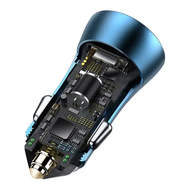 Billaddare Baseus Golden Contactor Pro, Usb + Usb-C, Qc4.0+, Pd, Scp, 40W (Blå) + Kabel USB-C till Lightning 1M (Blå)
