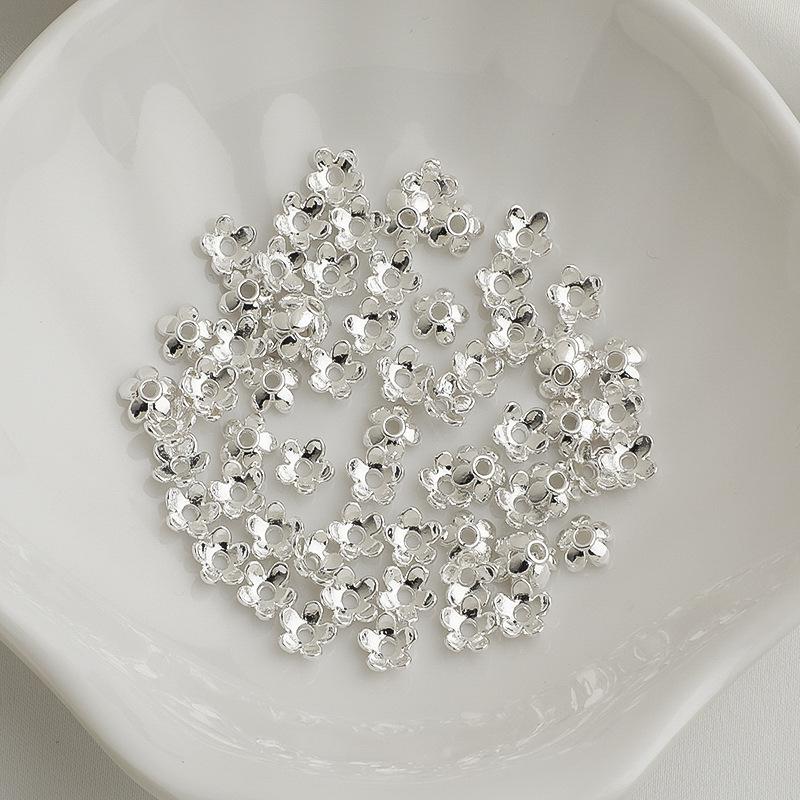 14K Gold-filled Color-preserving Four-leaf Clover Flower Cap Spacer Bead Bracelet Accessory