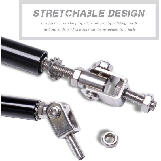 DREAMIZER 2× Universal Front Bumper Lip Support Splitter Rods Adjustable 8"-11" Strut Tie Bar Support Car Body Kit Support Rear Wing Strut Rod for